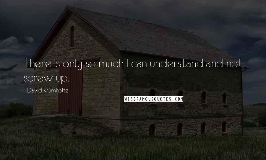 David Krumholtz Quotes: There is only so much I can understand and not screw up.