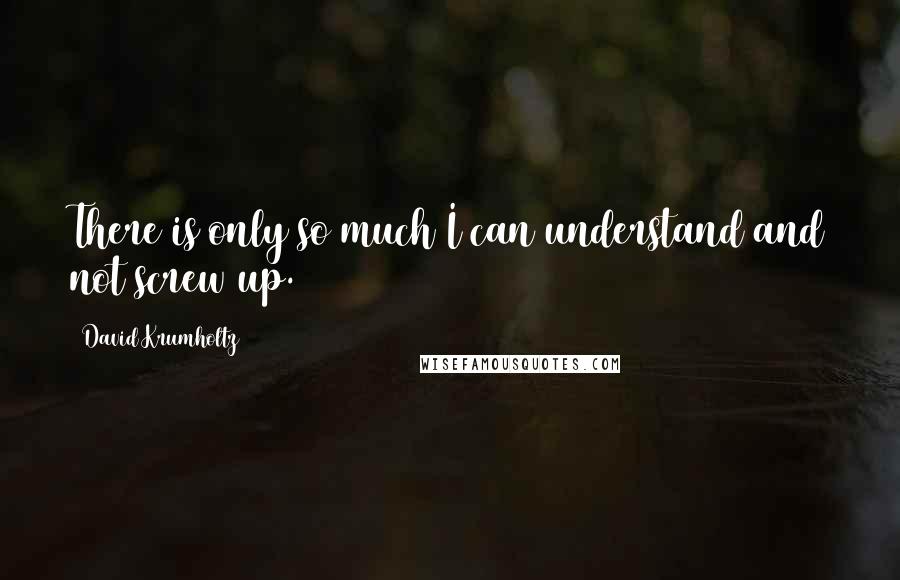 David Krumholtz Quotes: There is only so much I can understand and not screw up.