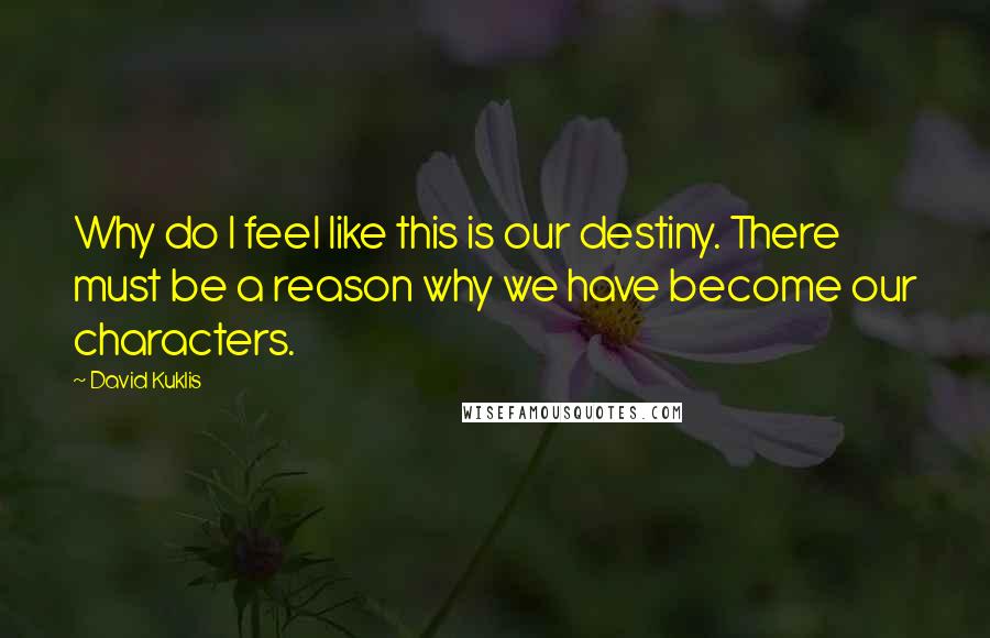 David Kuklis Quotes: Why do I feel like this is our destiny. There must be a reason why we have become our characters.