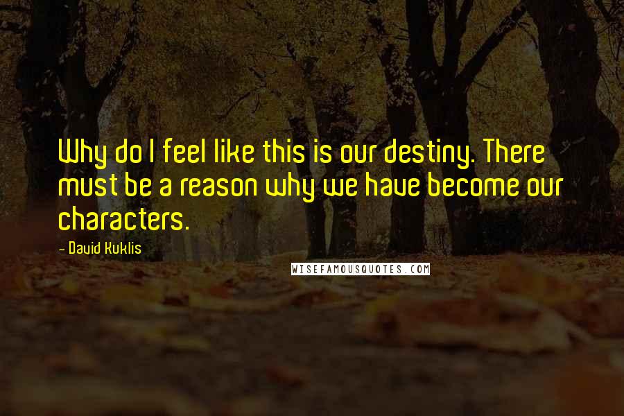 David Kuklis Quotes: Why do I feel like this is our destiny. There must be a reason why we have become our characters.