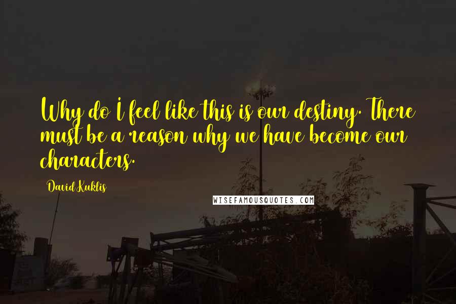 David Kuklis Quotes: Why do I feel like this is our destiny. There must be a reason why we have become our characters.