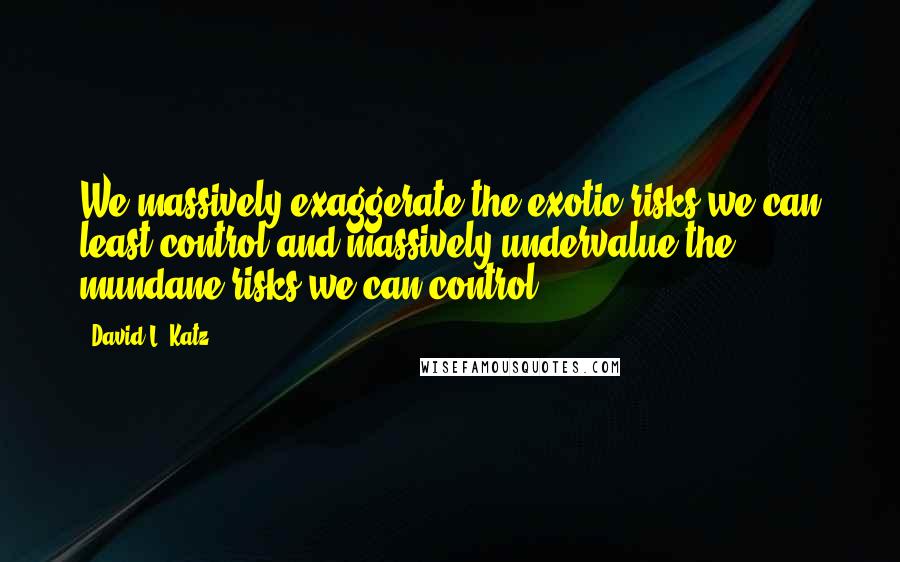 David L. Katz Quotes: We massively exaggerate the exotic risks we can least control and massively undervalue the mundane risks we can control.