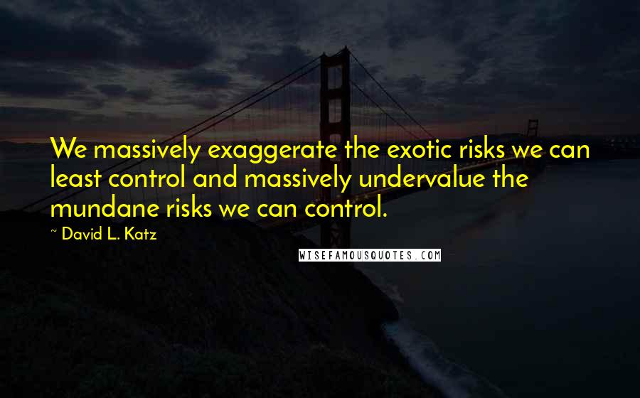David L. Katz Quotes: We massively exaggerate the exotic risks we can least control and massively undervalue the mundane risks we can control.