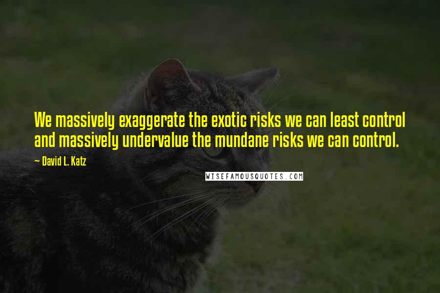 David L. Katz Quotes: We massively exaggerate the exotic risks we can least control and massively undervalue the mundane risks we can control.