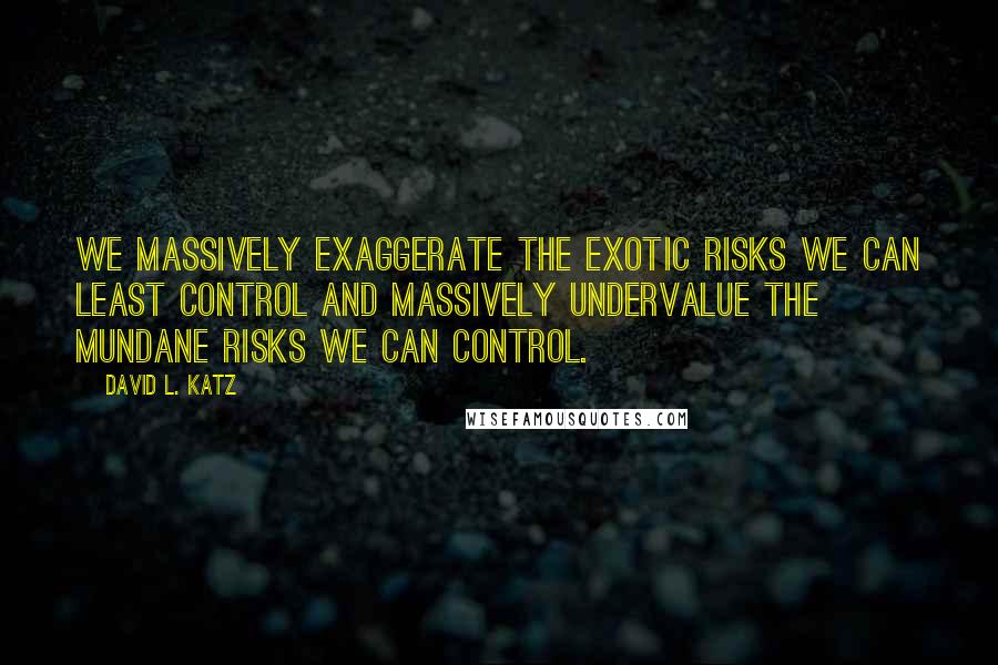 David L. Katz Quotes: We massively exaggerate the exotic risks we can least control and massively undervalue the mundane risks we can control.