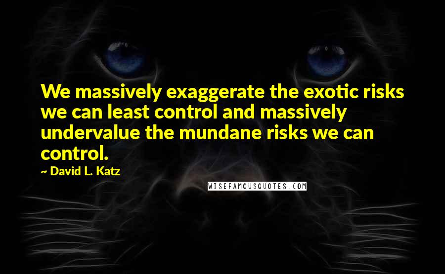 David L. Katz Quotes: We massively exaggerate the exotic risks we can least control and massively undervalue the mundane risks we can control.