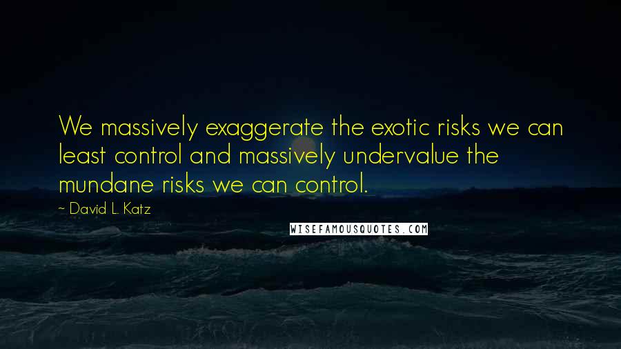 David L. Katz Quotes: We massively exaggerate the exotic risks we can least control and massively undervalue the mundane risks we can control.