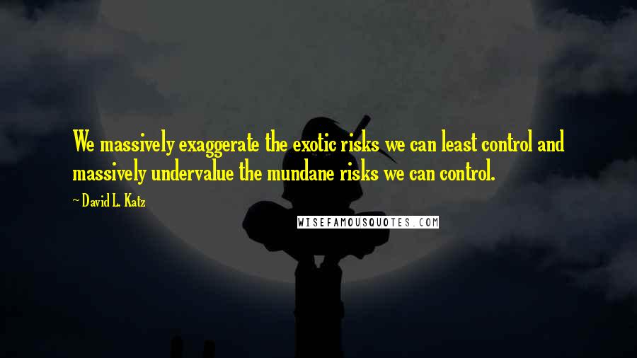David L. Katz Quotes: We massively exaggerate the exotic risks we can least control and massively undervalue the mundane risks we can control.