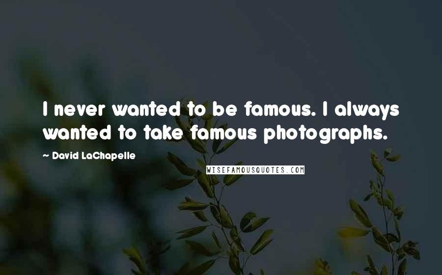 David LaChapelle Quotes: I never wanted to be famous. I always wanted to take famous photographs.