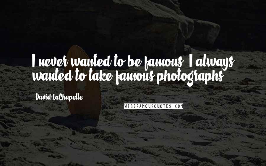 David LaChapelle Quotes: I never wanted to be famous. I always wanted to take famous photographs.