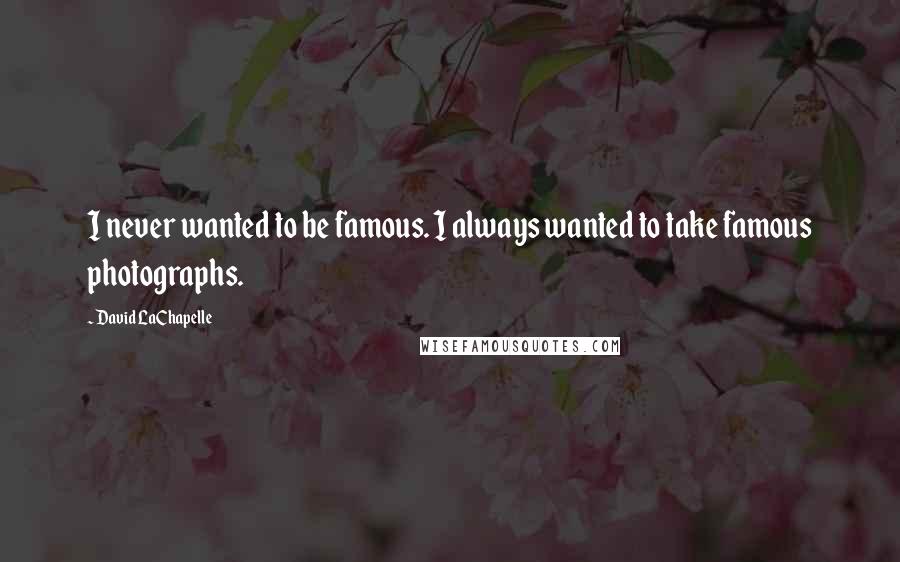 David LaChapelle Quotes: I never wanted to be famous. I always wanted to take famous photographs.