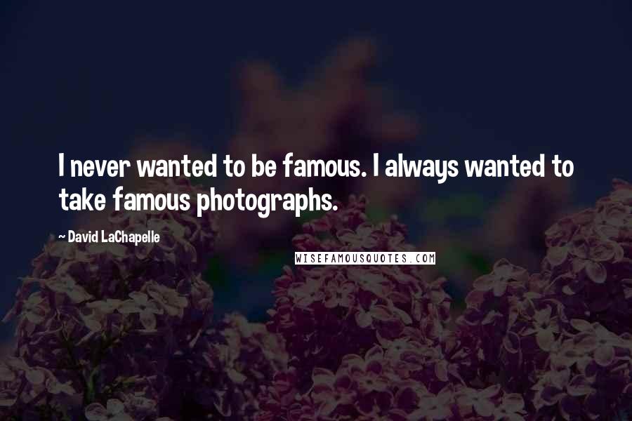 David LaChapelle Quotes: I never wanted to be famous. I always wanted to take famous photographs.