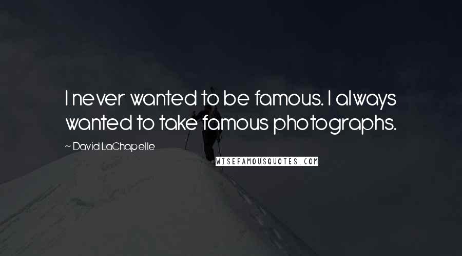 David LaChapelle Quotes: I never wanted to be famous. I always wanted to take famous photographs.