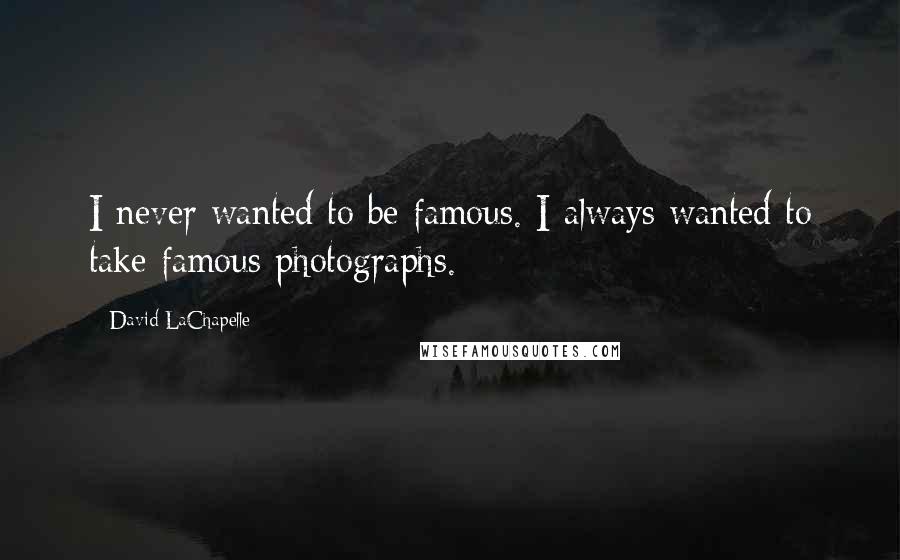 David LaChapelle Quotes: I never wanted to be famous. I always wanted to take famous photographs.