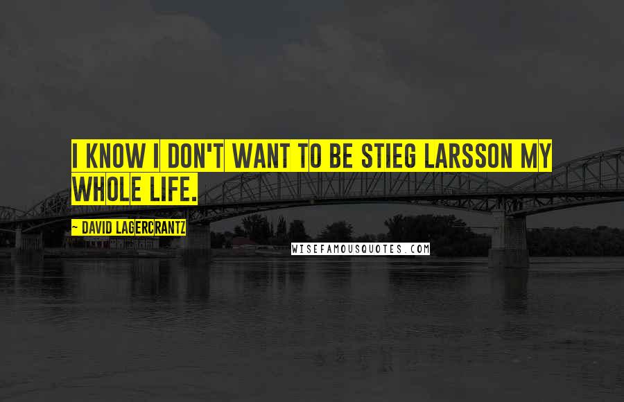 David Lagercrantz Quotes: I know I don't want to be Stieg Larsson my whole life.