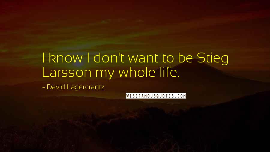 David Lagercrantz Quotes: I know I don't want to be Stieg Larsson my whole life.