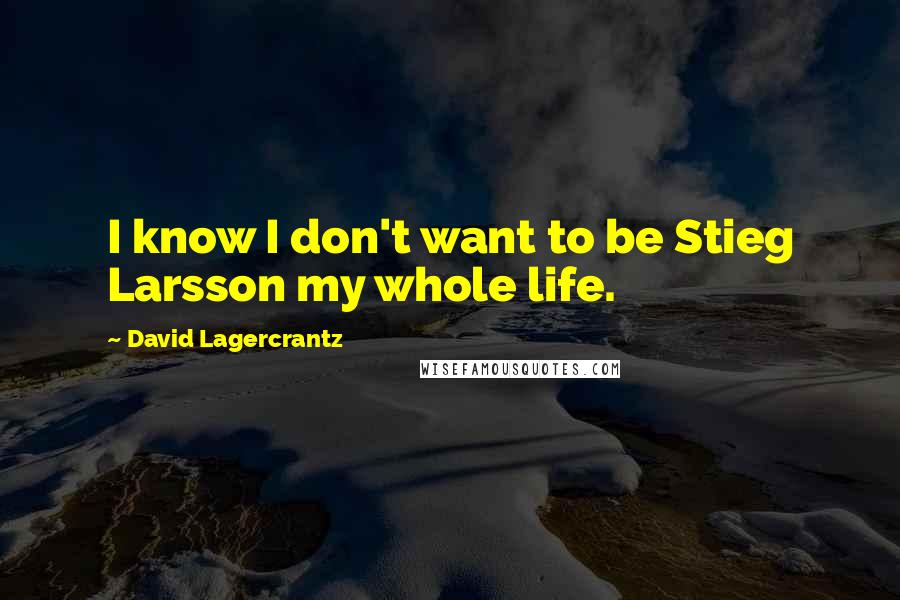 David Lagercrantz Quotes: I know I don't want to be Stieg Larsson my whole life.