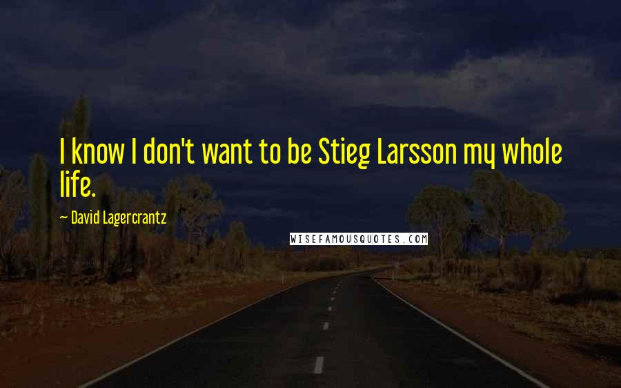 David Lagercrantz Quotes: I know I don't want to be Stieg Larsson my whole life.