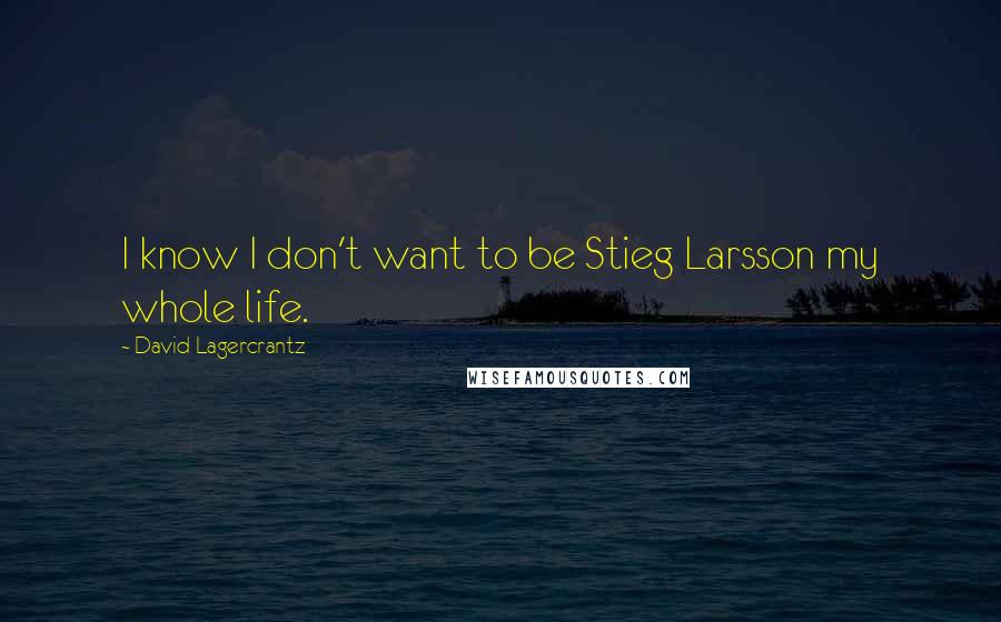 David Lagercrantz Quotes: I know I don't want to be Stieg Larsson my whole life.