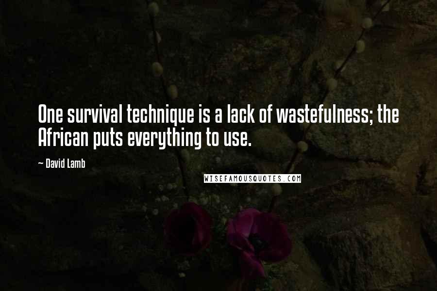 David Lamb Quotes: One survival technique is a lack of wastefulness; the African puts everything to use.