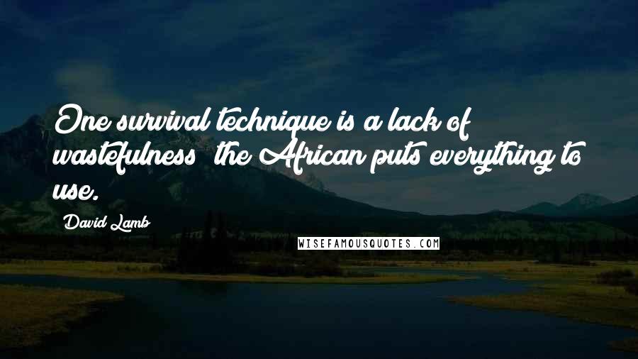 David Lamb Quotes: One survival technique is a lack of wastefulness; the African puts everything to use.