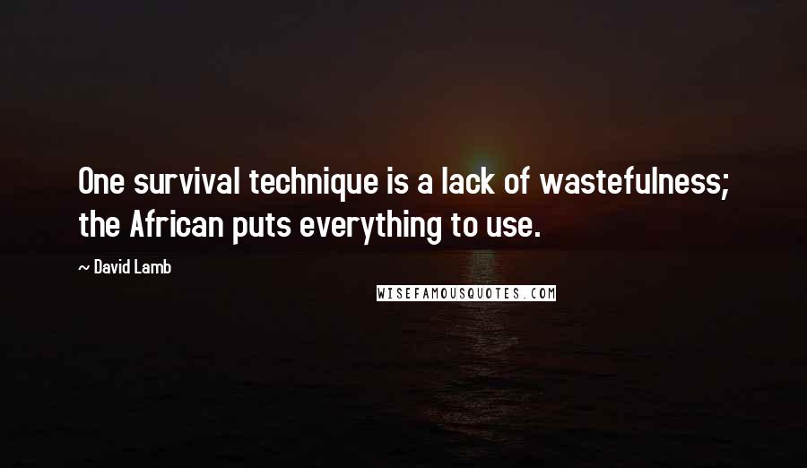 David Lamb Quotes: One survival technique is a lack of wastefulness; the African puts everything to use.