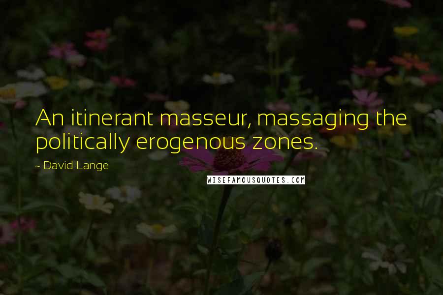 David Lange Quotes: An itinerant masseur, massaging the politically erogenous zones.