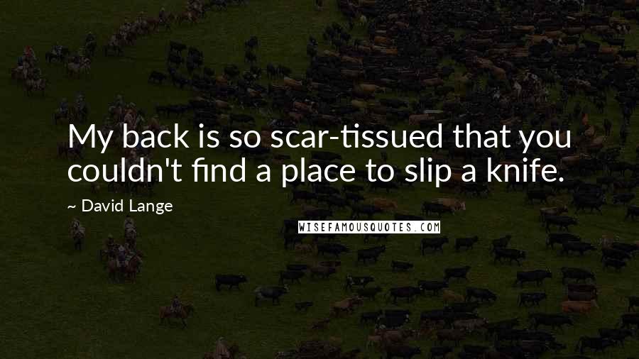 David Lange Quotes: My back is so scar-tissued that you couldn't find a place to slip a knife.