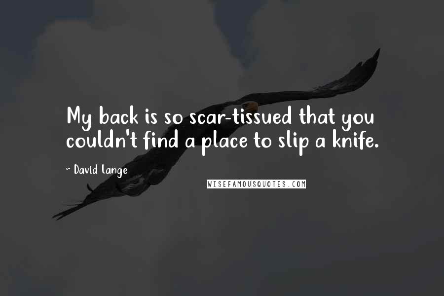 David Lange Quotes: My back is so scar-tissued that you couldn't find a place to slip a knife.