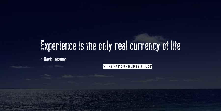 David Lassman Quotes: Experience is the only real currency of life