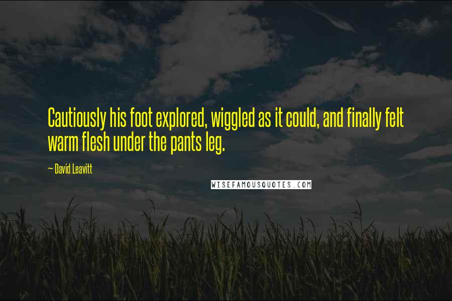 David Leavitt Quotes: Cautiously his foot explored, wiggled as it could, and finally felt warm flesh under the pants leg.