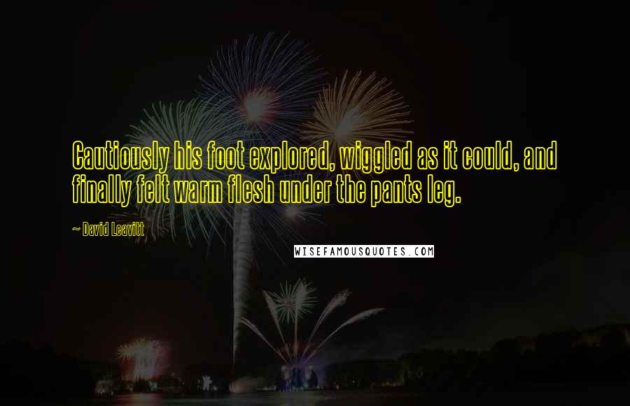 David Leavitt Quotes: Cautiously his foot explored, wiggled as it could, and finally felt warm flesh under the pants leg.