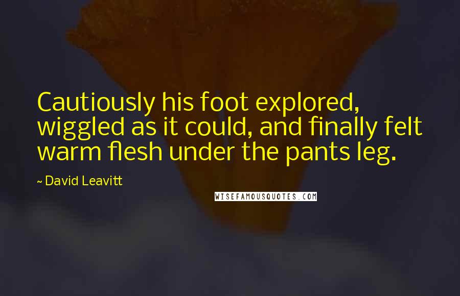 David Leavitt Quotes: Cautiously his foot explored, wiggled as it could, and finally felt warm flesh under the pants leg.