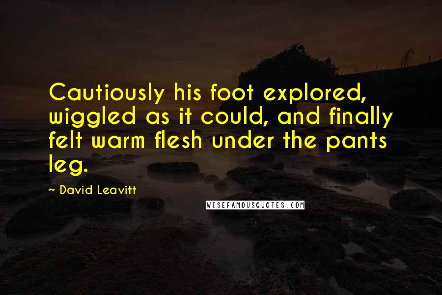 David Leavitt Quotes: Cautiously his foot explored, wiggled as it could, and finally felt warm flesh under the pants leg.
