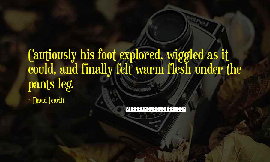 David Leavitt Quotes: Cautiously his foot explored, wiggled as it could, and finally felt warm flesh under the pants leg.