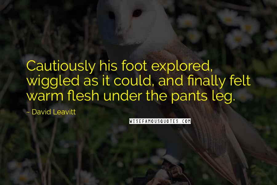 David Leavitt Quotes: Cautiously his foot explored, wiggled as it could, and finally felt warm flesh under the pants leg.