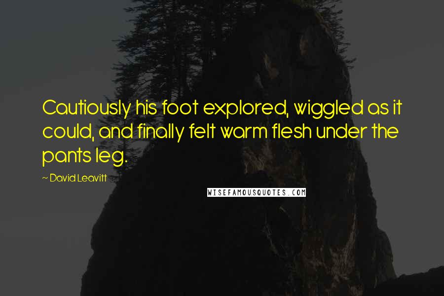 David Leavitt Quotes: Cautiously his foot explored, wiggled as it could, and finally felt warm flesh under the pants leg.