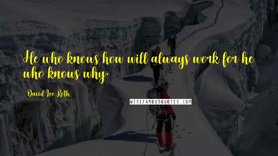 David Lee Roth Quotes: He who knows how will always work for he who knows why.