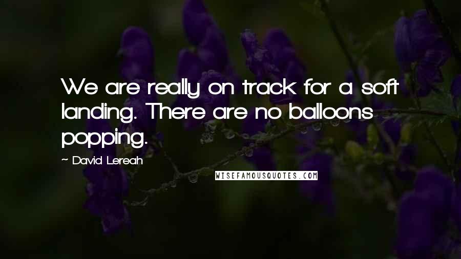 David Lereah Quotes: We are really on track for a soft landing. There are no balloons popping.