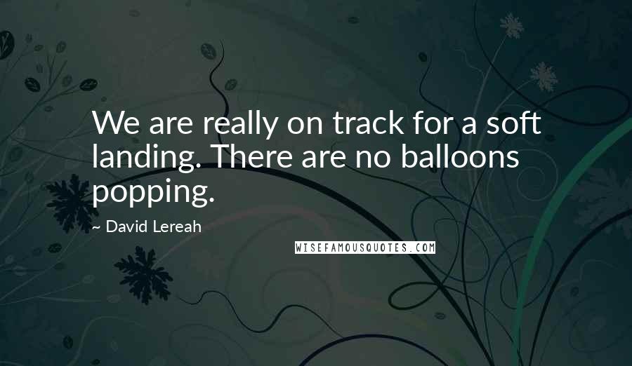 David Lereah Quotes: We are really on track for a soft landing. There are no balloons popping.