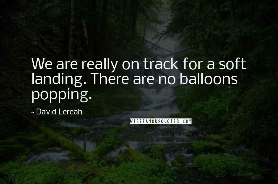 David Lereah Quotes: We are really on track for a soft landing. There are no balloons popping.