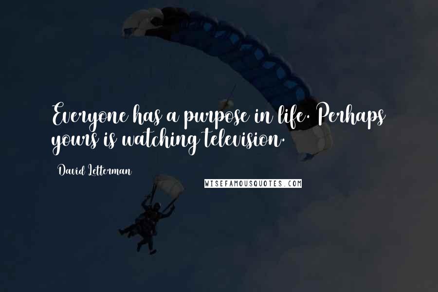 David Letterman Quotes: Everyone has a purpose in life. Perhaps yours is watching television.