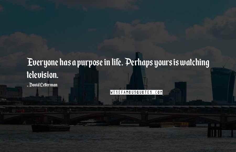 David Letterman Quotes: Everyone has a purpose in life. Perhaps yours is watching television.