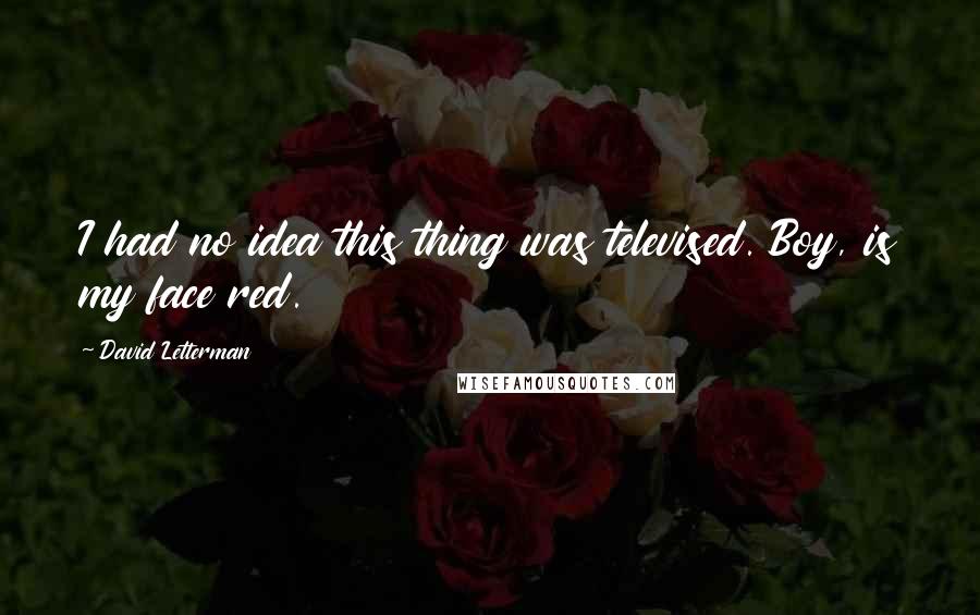David Letterman Quotes: I had no idea this thing was televised. Boy, is my face red.