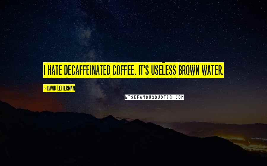 David Letterman Quotes: I hate decaffeinated coffee. It's useless brown water.