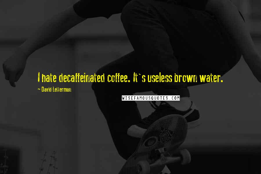 David Letterman Quotes: I hate decaffeinated coffee. It's useless brown water.