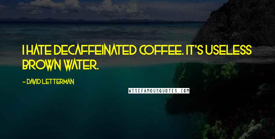 David Letterman Quotes: I hate decaffeinated coffee. It's useless brown water.