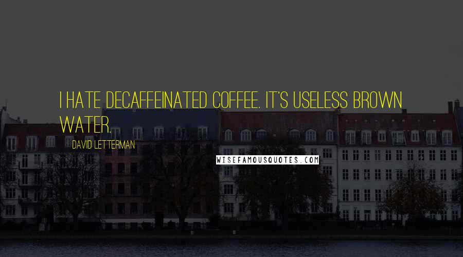 David Letterman Quotes: I hate decaffeinated coffee. It's useless brown water.