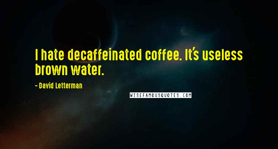 David Letterman Quotes: I hate decaffeinated coffee. It's useless brown water.