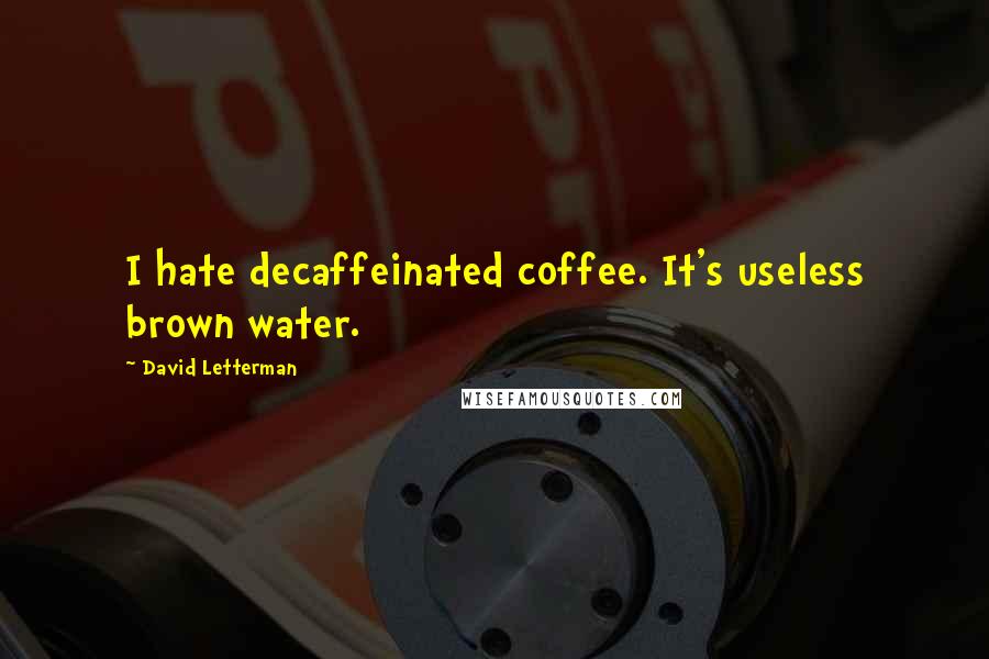 David Letterman Quotes: I hate decaffeinated coffee. It's useless brown water.